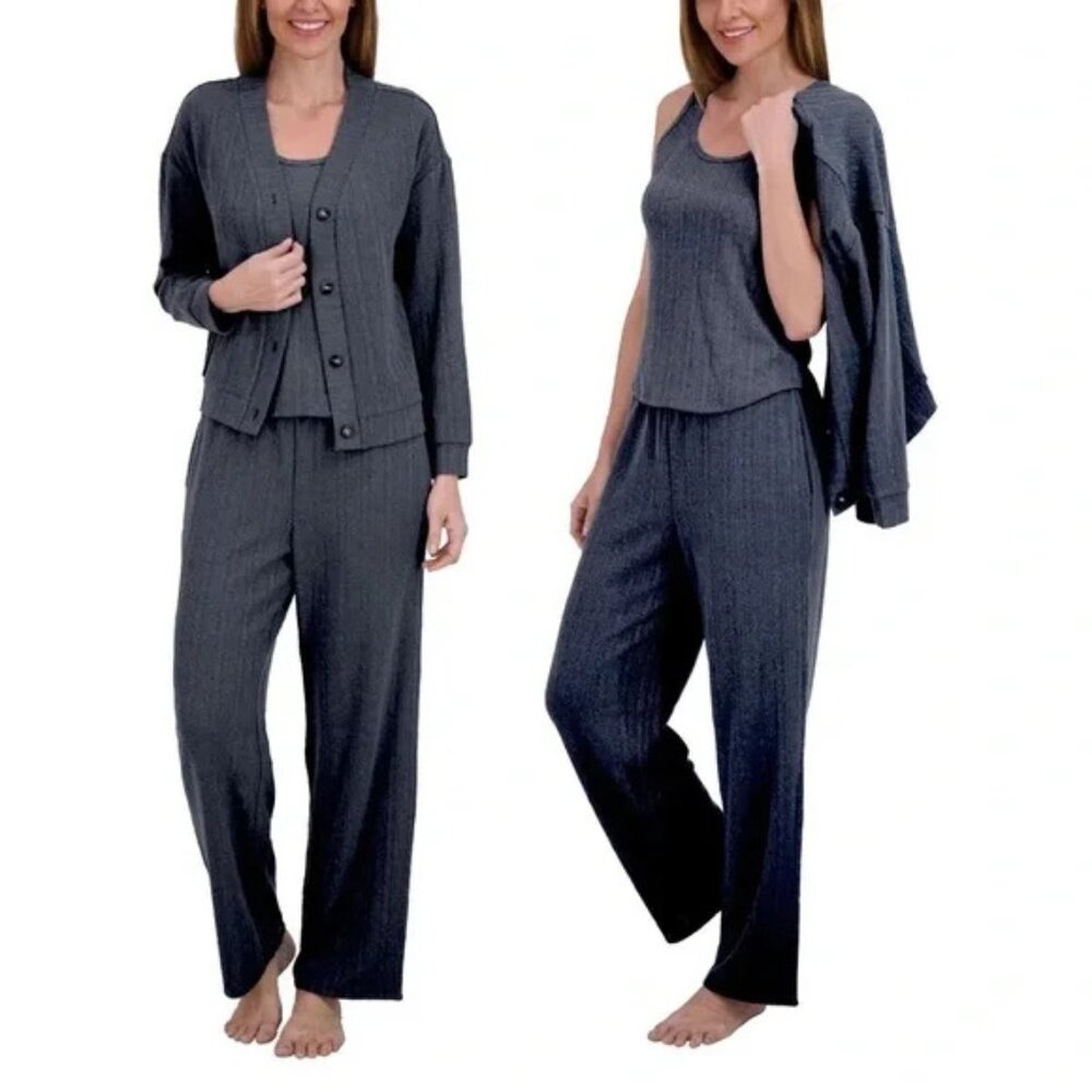 Live2Lounge Women's 3 Piece Textured Cable‎ Knit Lounge Set